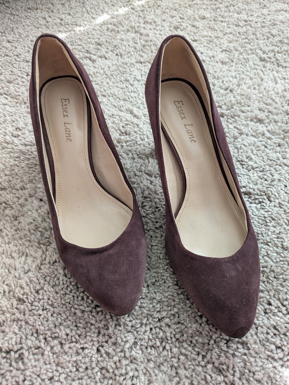 Essex Lane Women's Suede Pointed-Toe Pumps in Dark Brown/Burgundy